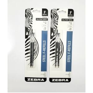 Lot of 2 Zebra F-301 F301 F-402 F-701 Pen Black Ink 85512 Pack 2 F-Refill